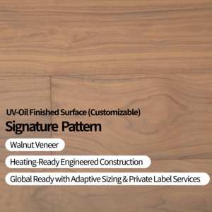 Suelo de Madera Sintética de Abedul con Chapa de Nogal Negro Americano de 1.2mm, Extra Grueso, Sistema de Click, para Interiores y Exteriores - Product Image 5