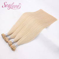 Extensions de cheveux à pointe en K alignées sur les cuticules, couleur clair piano, extensions à la kératine à pointe plate, cheveux humains lisses ou ondulés