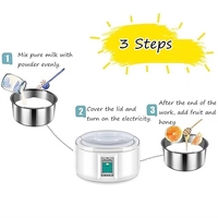Yaourtière électrique 1,5 L, fermentateur automatique multifonction en acier inoxydable, pour usage domestique, machine à yaourt, 7 pots à yaourt