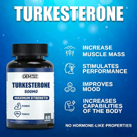 Капсулы Pure Turkesterone 500 мг для повышения потенции и роста мышц у взрослых мужчин, сертифицированные GMP, веганские, с низким содержанием жира, под собственной торговой маркой