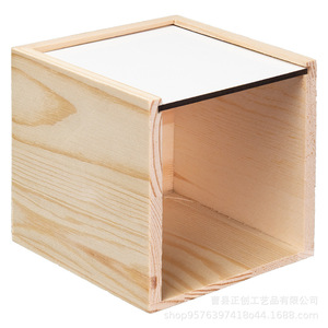 Solid Wood Cosmetic Brush Holder Square Custom Made With Printing Logo For <b>Makeup</b> Organizers - Product Image 4
