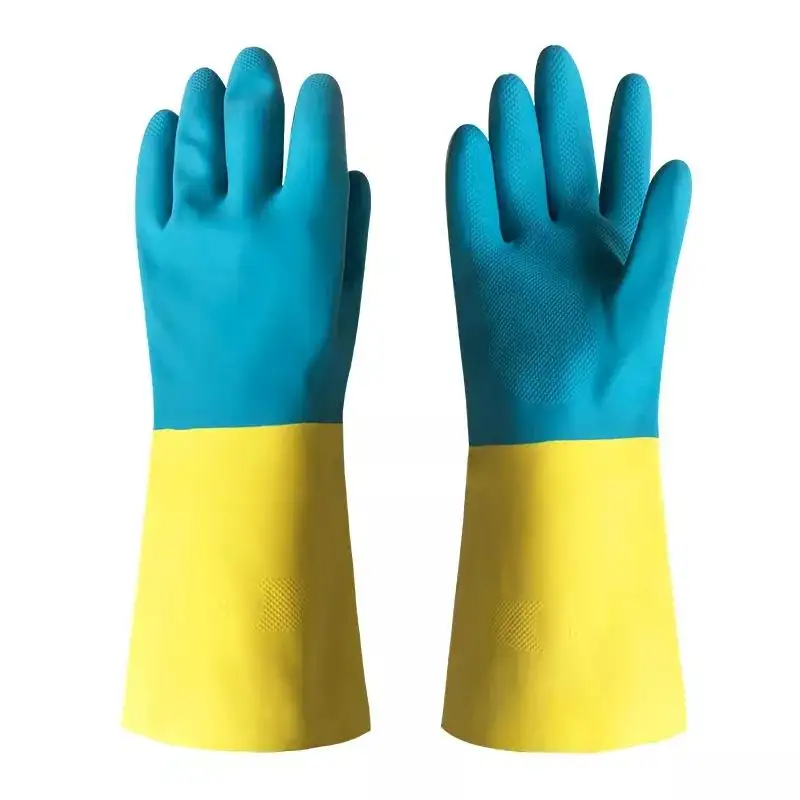 High Quality Latex work Safety Double color Acid Alkali Oil Proof Industrial Chemical Resistant Rubber Gloves