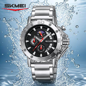 Mouvement à quartz de mode avec logo personnalisé OEM montres en acier inoxydable à grand cadran en verre de 52mm montres de bricolage étanches 3ATM en gros - Product Image 1