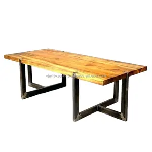 Home Decor Furniture Indian Classic Elegant Furniture iron metal & acacia wood live edge Dining Table