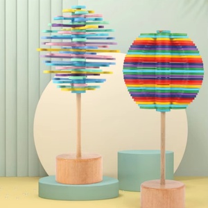 Jouet créatif en bois écologique anti-stress en forme de sucette - Jouet éducatif précoce coloré rotatif et empilable pour jouer - Product Image 3