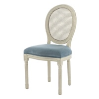 Offre spéciale Chaise de banquet en velours pour événement Design empilable Salle à manger à dossier rond Chaise de mariage en bois massif Chaise Louis