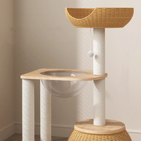 Arbre à chat OEM en bois massif, design compact, gain de place, avec lit en osier, style capsule spatiale, style japonais, pour usage domestique