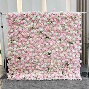 Muro de Flores Enrollable Personalizado de Estilo Europeo, 8 pies x 8 pies, Fondo 3D 5D con Loto para Decoración de Bodas y Fiestas - Product Image 1