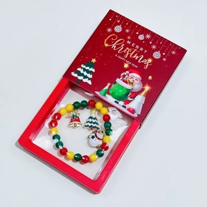 Lot de bijoux fantaisie pour enfants : <span class=keywords><strong>Bracelet</strong></span> perlé de Noël, boîte cadeau, ensemble de bijoux pour fête de Noël, jouet, bague, élastique à cheveux, pince d'oreille pour filles - Product Image 6