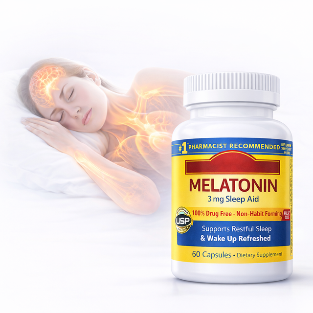 Herbal Sleep Support Capsules with Melatonin 3mg Natural Plant Based Nighttime Formula Non Habit Forming OEM Private Label