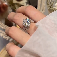 Oeuf de pigeon de 5 carats Bague en diamant complet à trois rangées Bagues ouvertes haut de gamme pour femmes Bagues de bijoux fins