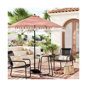 AJUNION 3pc Metal Patio Bistro Set Balcony Furniture 2 Seating Poolside Chat Set Outdoor Furniture