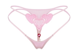 Lencería sexy de perlas grandes para mujer, tanga bordada con abertura en la entrepierna, tanga de tiro bajo con lazo, perlas y detalles para adultos. - Product Image 5