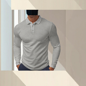 Polo à manches longues pour homme, respirant, tricoté, col classique, décontracté, pour le golf, printemps-automne, vêtement de sport, mode, tenue quotidienne, haut - Product Image 3