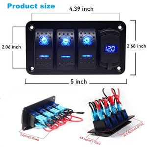 4 + 1 12V-24V DCロッカースイッチパネルQC3.0 & PD3.0車用デュアルUSBコンセント付きトラックボートRV