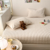 Draps-housses Sabana en peluche Bubble Rabbit, couleur unie, poids lourd, 360 fils °   Protège-matelas épais et chaud à rayures, entièrement enveloppant