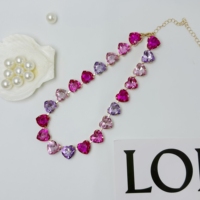 Nueva moda de lujo colorido gran corazón diamante encanto collar 18K chapado en oro cadena gargantilla collares joyería collar mujeres