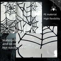 Nappe jetable en plastique rectangulaire à imprimé toile d'araignée blanche et noire pour fête d'Halloween