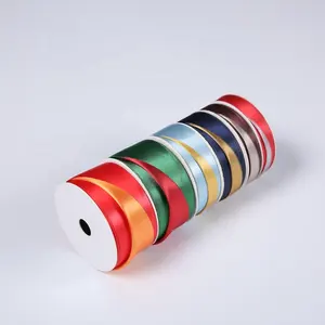 wholesale cut edge/embossed double side satin ribbon different colors custom satin ribbon with logo for gift wrap