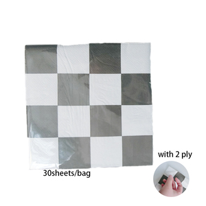 Anyou màu đen và trắng rô cờ Khăn ăn đua xe chủ đề cấp thực phẩm in Khăn ăn công thức 1 xe bên disposables nhà - Product Image 6