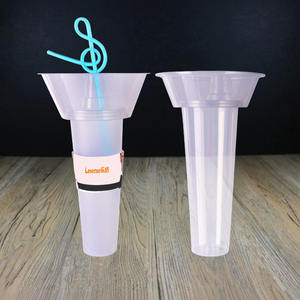 Vaso para Granizados <span class=keywords><strong>de</strong></span> 24 oz y 32 oz con Logotipo y Pajita, Tazón <span class=keywords><strong>de</strong></span> Plástico PP 2 en Uno para Llevar Limonada y Comida, Vaso Combinado para Snack y Bebida - Product Image 1