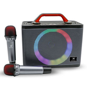Machine with Two Wireless <b>Microphones</b> Portable BT Speaker LED Lights Supports TF Card/USB <b>for</b> Party - Product Image 1