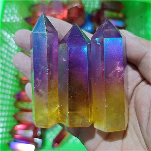 Cristaux d'âme naturels en vrac en gros, points de cristal de <span class=keywords><strong>quartz</strong></span> <span class=keywords><strong>Aura</strong></span> <span class=keywords><strong>Aqua</strong></span> Angel bleu traité - Product Image 1