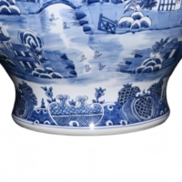 Grand pot à plantes en porcelaine bleue et blanche peint à la main, pot en céramique rétro chinois, pot de mariage écologique, durable, décoratif pour table