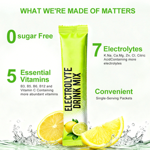 OEM điện bột hydrat hóa gói hương vị chanh thấp calo chất điện giải ngọt với Stevia chất điện giải năng lượng uống - Product Image 3
