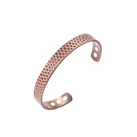 Pulsera Magnética con Anillo de Piedra Magnética, Estilo Vintage con Flores, Bañado en Cobre Rojo Antiguo, Joyería Unisex