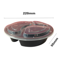 Conteneur jetable biodégradable en plastique noir Dora avec couvercle 1000 ml pour restaurant, restauration rapide, boîtes à lunch