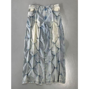 Pantalones Vaqueros Plisados de Estilo Retro, Resistentes, de Diseño, Personalizados de Fábrica, Estilo Urbano - Product Image 1