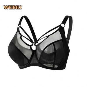 Lumière Transparent Sexy Dames Soutien-Gorge Femmes Grande Poitrine Froncée À Armatures 34 36 38 40 42 DEFGHIJKL Big Cup Fat Bra - Product Image 5