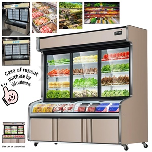 Vitrine Réfrigérée pour Hot Pot, 3 Zones Tempérées, Table de Bar Commerciale Malatang <span class=keywords><strong>avec</strong></span> Congélateur et Réfrigérateur pour Présentation d'Ingrédients - Product Image 3