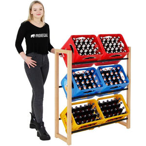 Wooden Bamboo Drinks Crate <b>Shelf</b> for 6 Crates, Beverage Crate <b>Shelf</b> Rack - Product Image 3