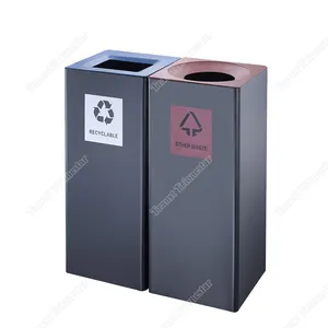 Traust kaleng tempat sampah peralatan pembersih logam baja komersial unik dalam ruangan