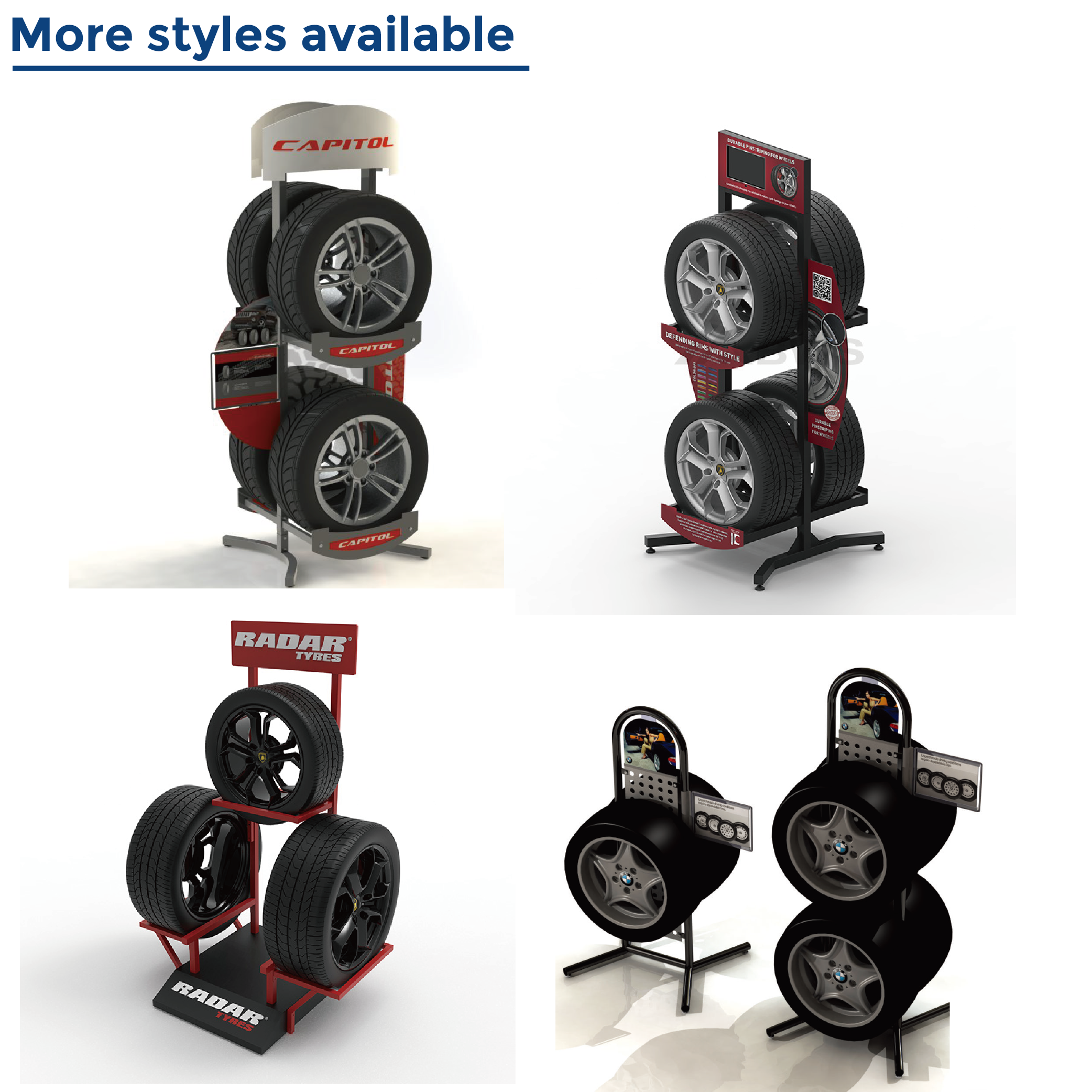Apache High Quality Car Wheel Rims Metal Display Racks for Automotive Stores, Tire Service Centers and Garage Showrooms — view 5