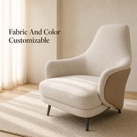 Fauteuil d'appoint moderne à dossier haut en tissu bicolore, fauteuil rembourré pour salon avec pieds métalliques coniques