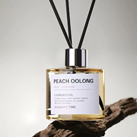 Diffuseur de parfum d'ambiance écologique 50 ml en gros avec bouteille en verre, bâtonnets en rotin et senteurs personnalisées pour la maison et l'hôtellerie