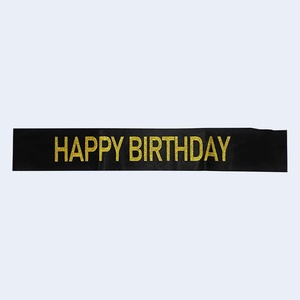 Bandeau Joyeux Anniversaire Party Love, lettrage noir et or, rectangulaire, en plastique, décorations de fête d'anniversaire pour usage intérieur - Product Image 3