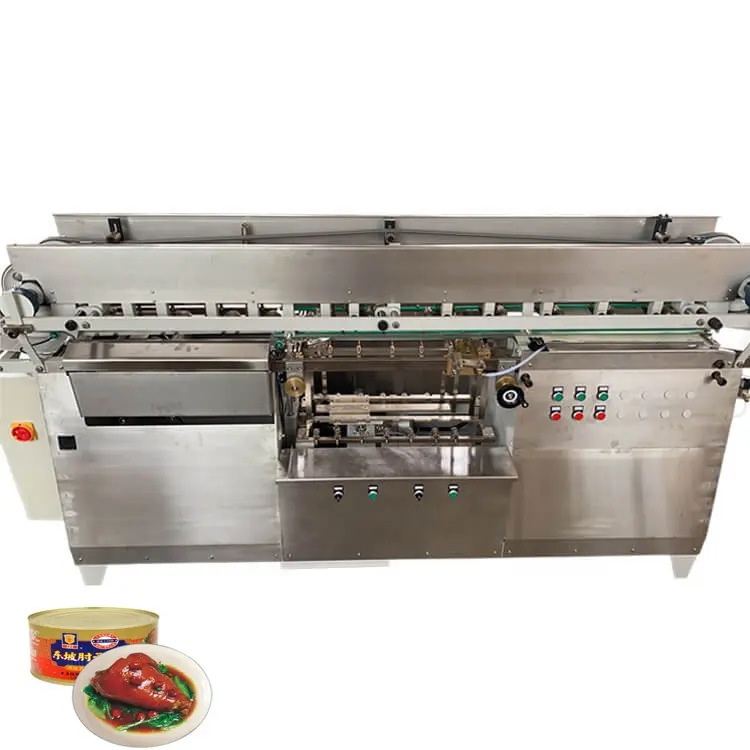 Manufacturer luncheon meat can wet glue labeling machine for russian canned meat meat food canning machine