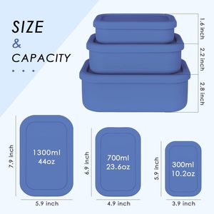 a microonde Freezer sicuro in Silicone contenitori per alimenti Set di 3 Bento in Silicone scatola per il pranzo con coperchi - Product Image 4