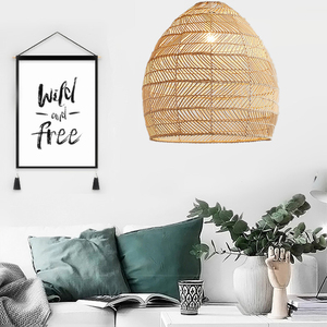 <span class=keywords><strong>Lampe</strong></span> suspendue en fer à économie d'énergie 5000K, lumière du jour, avec abat-jour en rotin fait main, luminaire de plafond en rotin pour restaurant - Product Image 4
