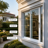 Ventana Corredera Moderna de PVC para Casa, Villa u Hotel - Doble Acristalamiento, Insonorizada, Impermeable, con Cerradura de Seguridad, Venta al Por Mayor