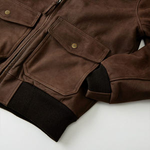 سترة جلدية شتوية بياقة شيربا موضة جديدة للرجال سترة جلدية مخصصة للرجال - Product Image 6