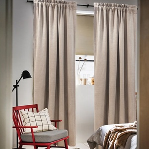 Bán Buôn Hiện Đại Phong Cách Đơn Giản Màu Rắn Màu Grey Kết Cấu Vải Polyester Phong Cách Châu Âu Lớn Tùy Chỉnh Cửa Sổ Rèm Cửa Cho Các Cửa Sổ - Product Image 1