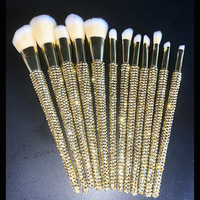 Juego de brochas de maquillaje de alta calidad, juego de 12 brochas de maquillaje de diamantes de imitación, de marca profesional