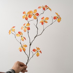 Fleur artificielle CallaFloral, branche unique, orange et verte, en polyester, pour décoration intérieure - Product Image 2