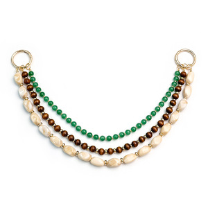 Factory Wholesale Retro Three Strands Beaded <b>Bag</b> Chain Green Jade Wood Bead Pearl <b>Charm</b> Luxury Handbag Hanging Ornament Stock - Product Image 5