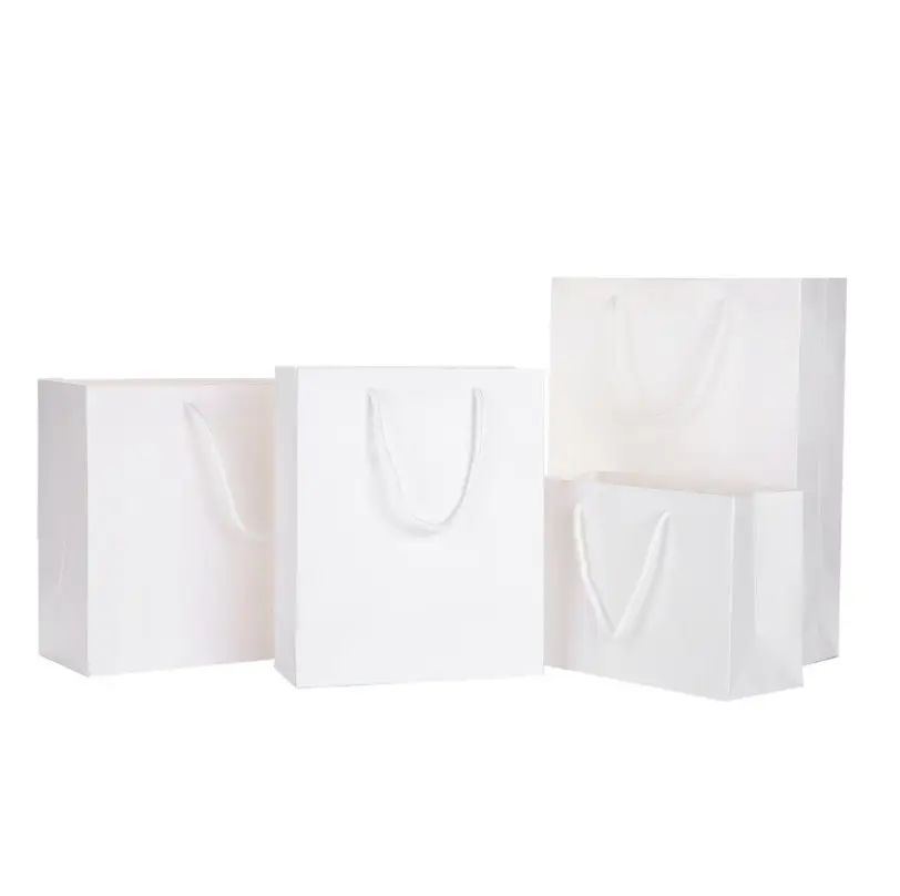 Новый стиль, белая и коричневая крафт-бумага, сумка для покупок с витой ручкой и принтом логотипа